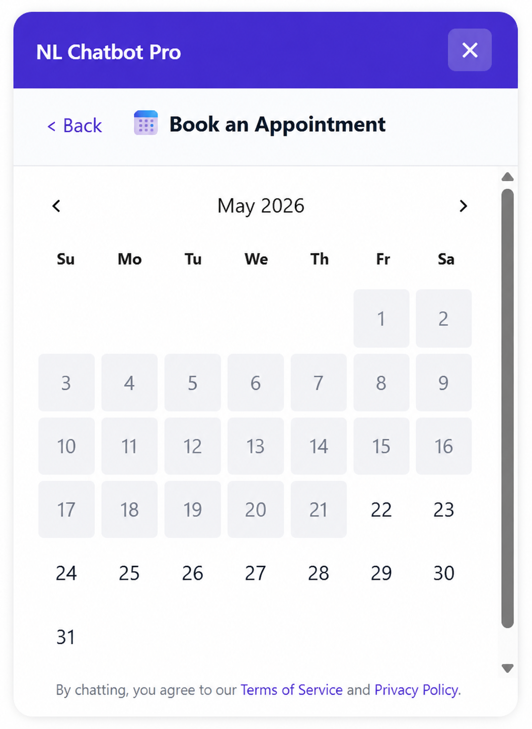 NL Chatbot Book An Appointment
